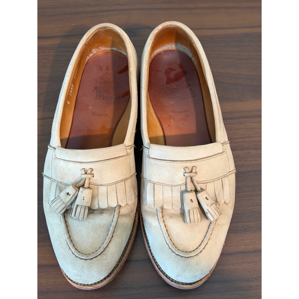 Allen Edmonds Newport Tan Suede Tassel Kiltie Loafers Mens 9.5 D Shoes Moc Toe - Picture 13 of 16